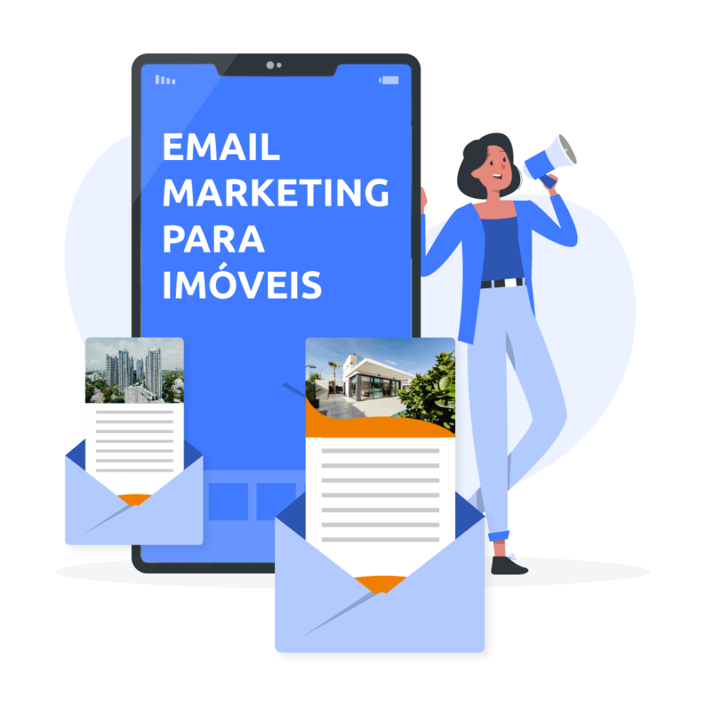 Ilustração representando o serviço de email marketing imobiliário