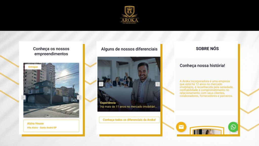 Porfolio do Website da Construtora Aroka